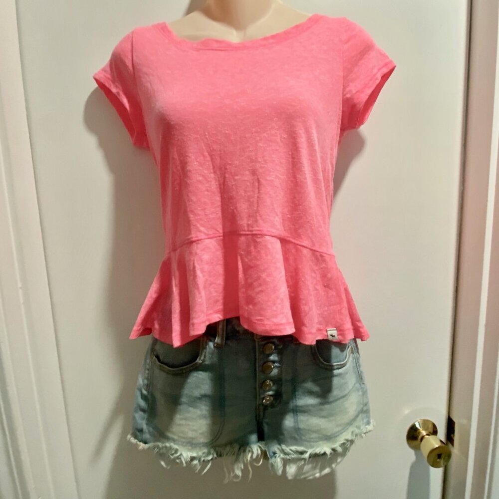 Vintage Abercrombie & Fitch Y2K 90s Boho Cap Sleeve Fairy Peplum Top Blouse S